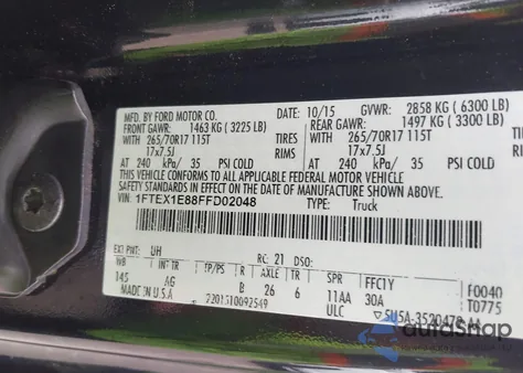 2015 Ford F-150 Xl z USA, uszkodzony, nr VIN 1FTEX1E88FFD02048